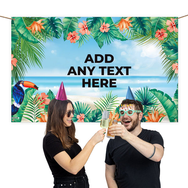 Personalised Any Text - Tiki Party Banner - 5ft x 3ft