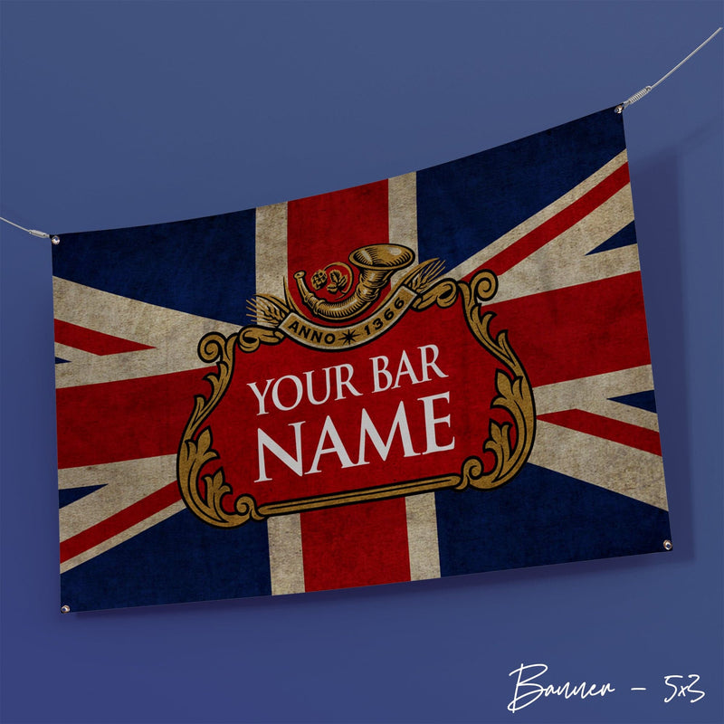 Personalised Beer Label 1 | Union Jack Grunge - Add Any Text - 5ft x 3ft