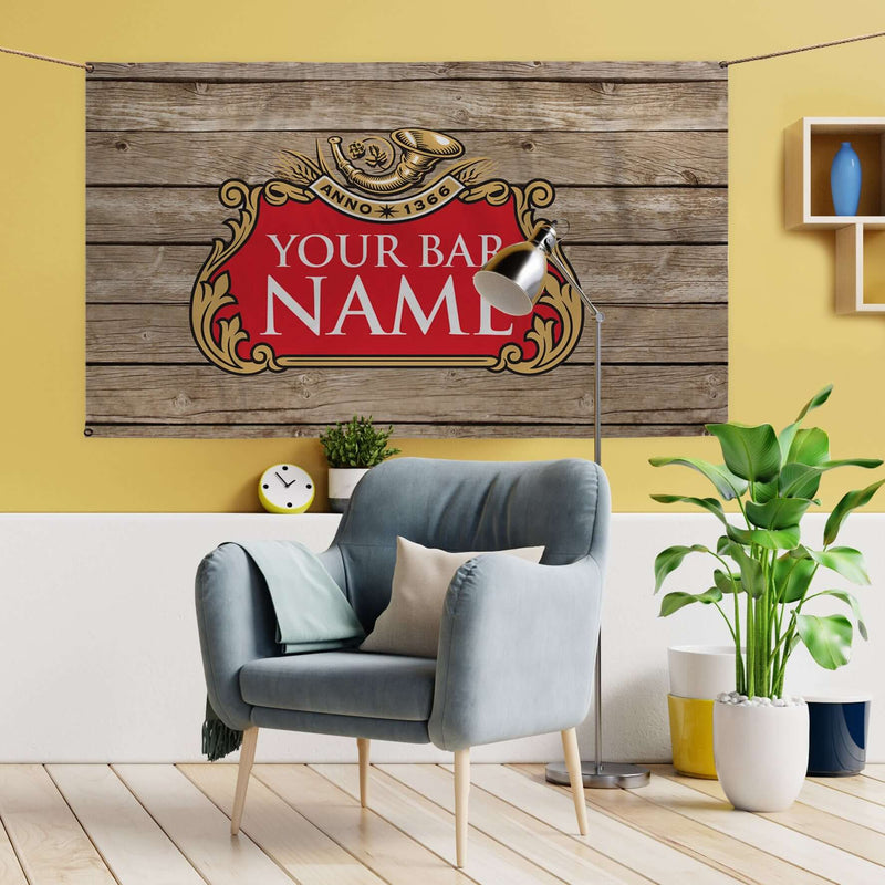 Beer Label 1 | Wood Banner - Any Text - 5ft x 3ft
