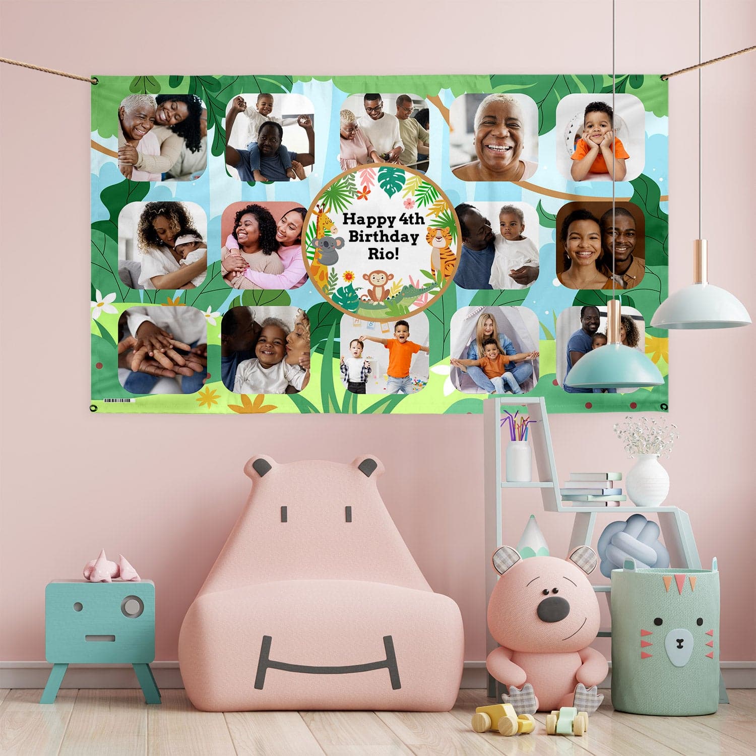 Kids Photo Banner - Jungle - Add Any Text - 5FT X 3FT