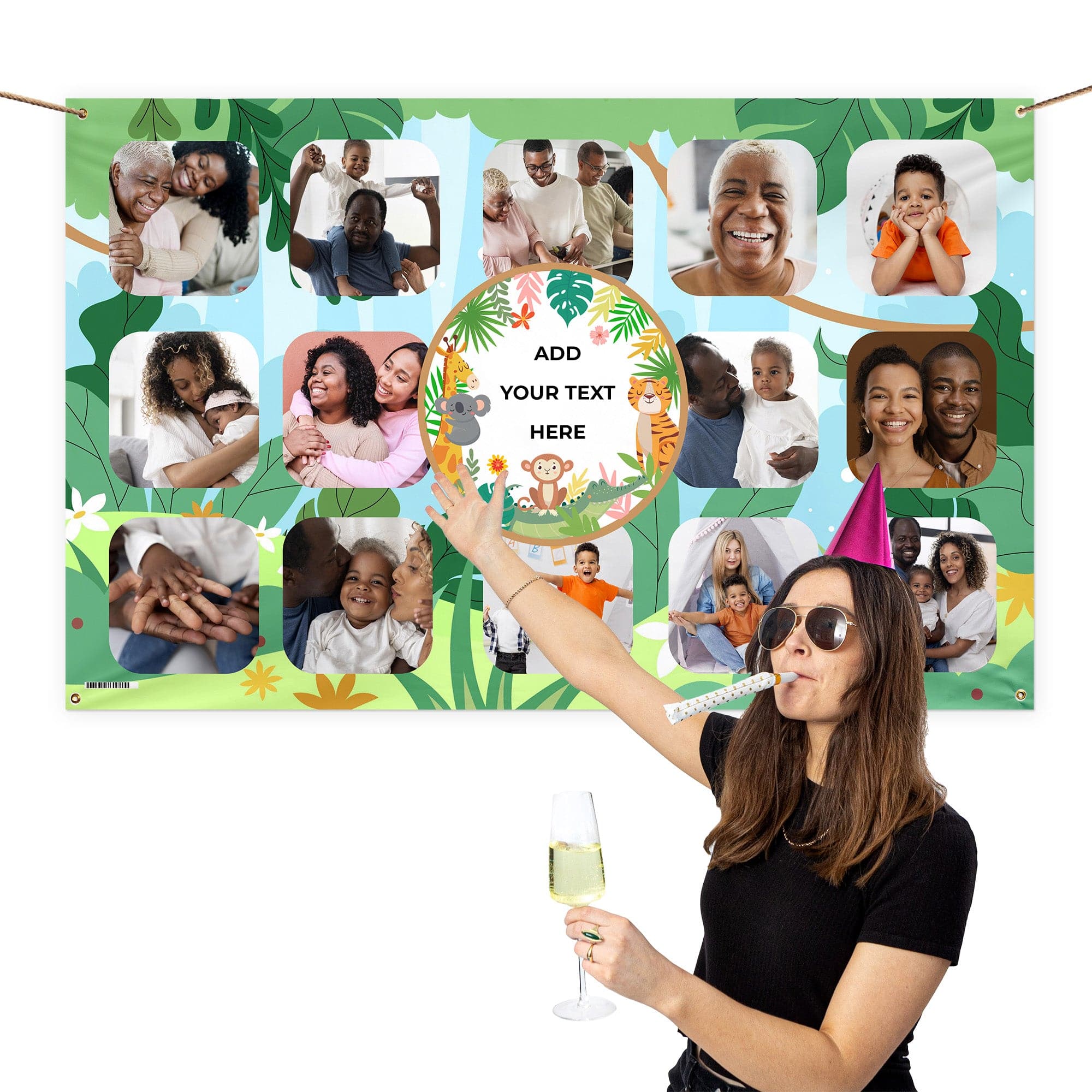 Kids Photo Banner - Jungle - Add Any Text - 5FT X 3FT