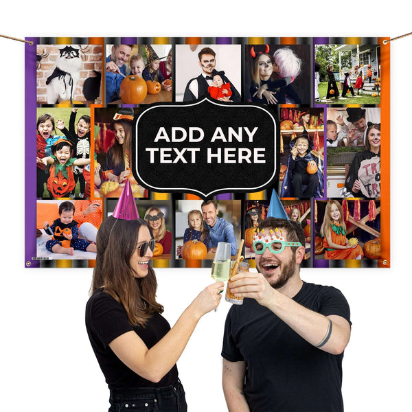 Add Any Text - Halloween Stripe - Photo Banner 5FT X 3FT