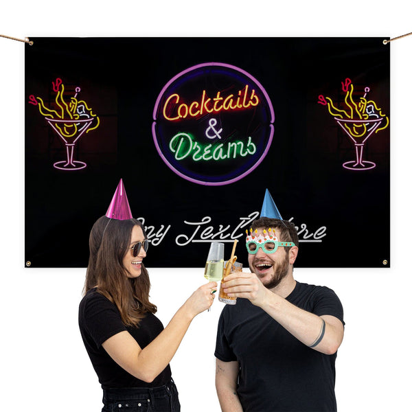 Cocktails and Dreams Banner - Any Text Here - 5ft x 3ft