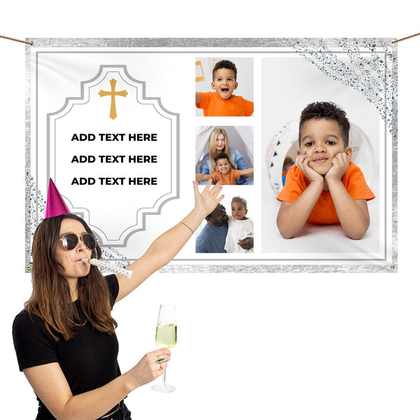 Silver Cross Photo Banner - Edit text - 5FT X 3FT