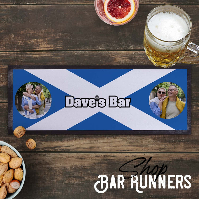 Personalised Text  and Photo Bar Runner - Scotland Flag