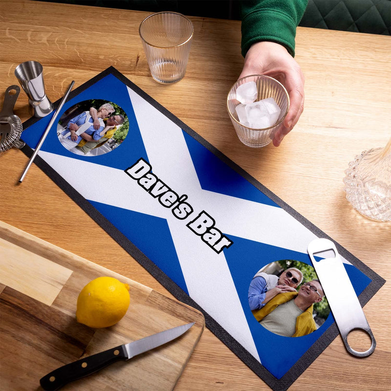 Personalised Text  and Photo Bar Runner - Scotland Flag