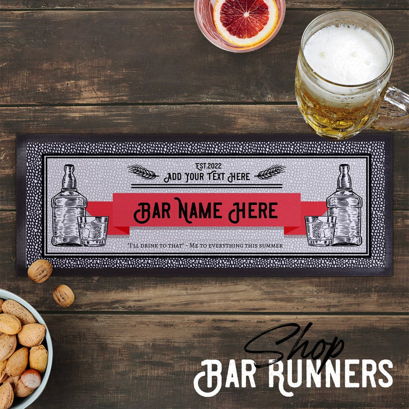 Red Banner - Speckle Pattern - Personalised Bar Runner