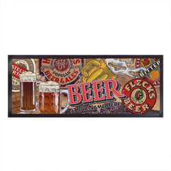 Pub and Beer Inspired - Vintage Beer Collage - Personalised Text Bar Runner