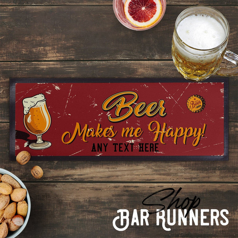 Personalised Bar Runner -  Beer Makes Me Happy