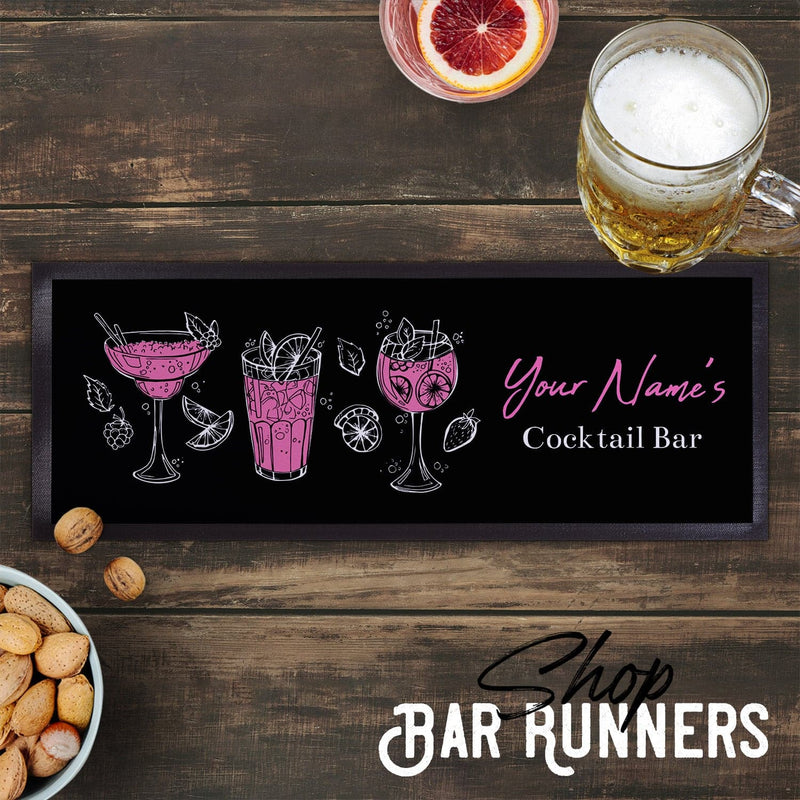 Personalised Bar Runner - Pink Cocktails