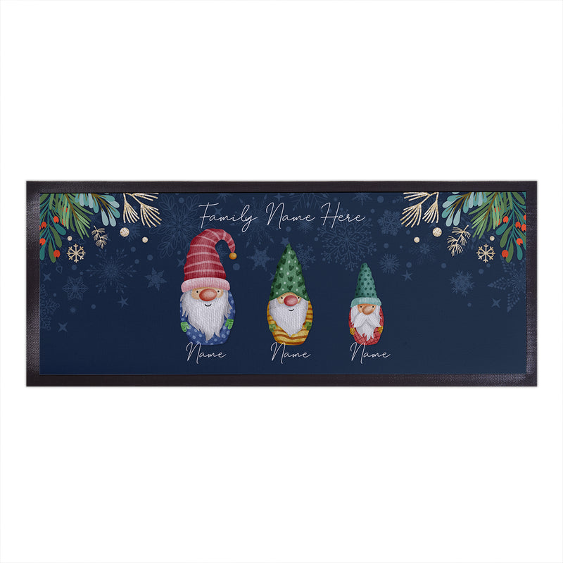 Personalised Christmas Gnome Family - 4 Variants Bar Runner