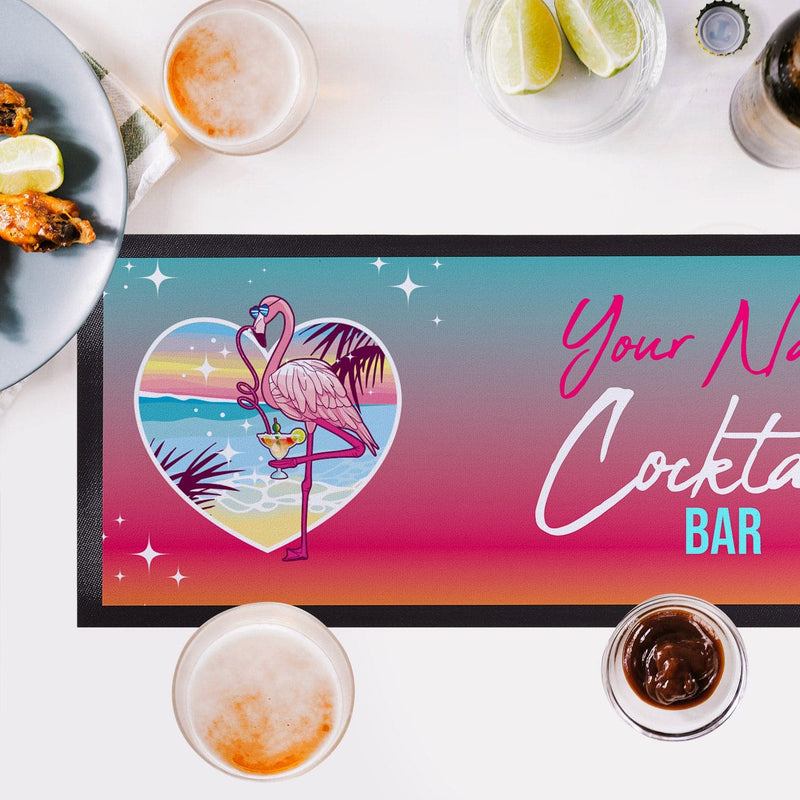 Personalised Bar Runner - Flamingo Cocktail