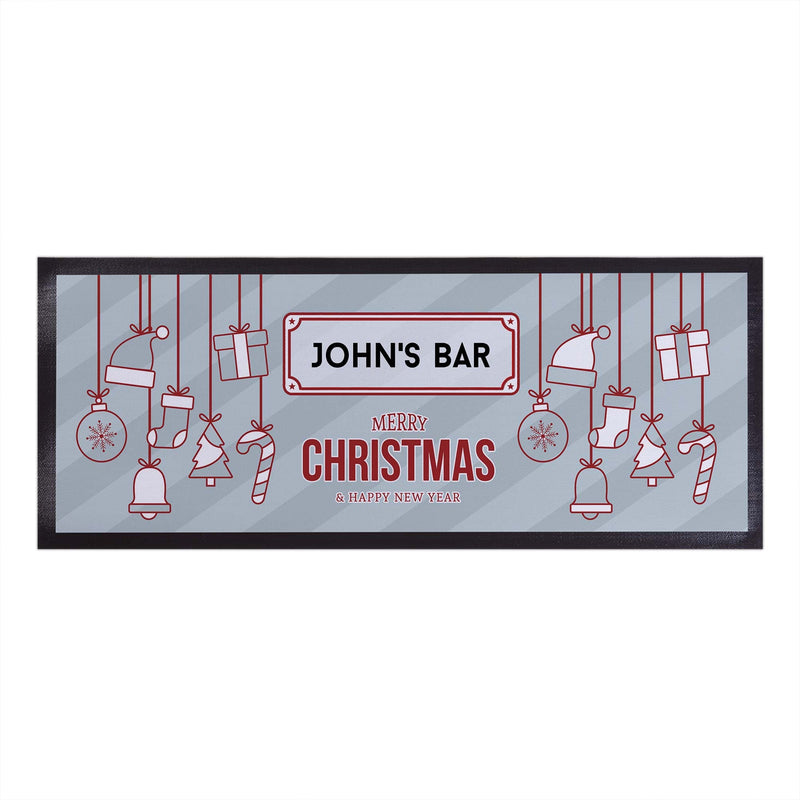 Personalised Bar Runner - Stripe - Merry Christmas
