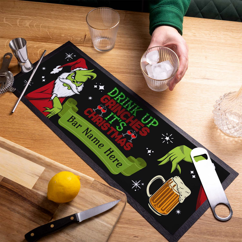 Personalised Christmas - Drink Up Grinches - Bar Runner