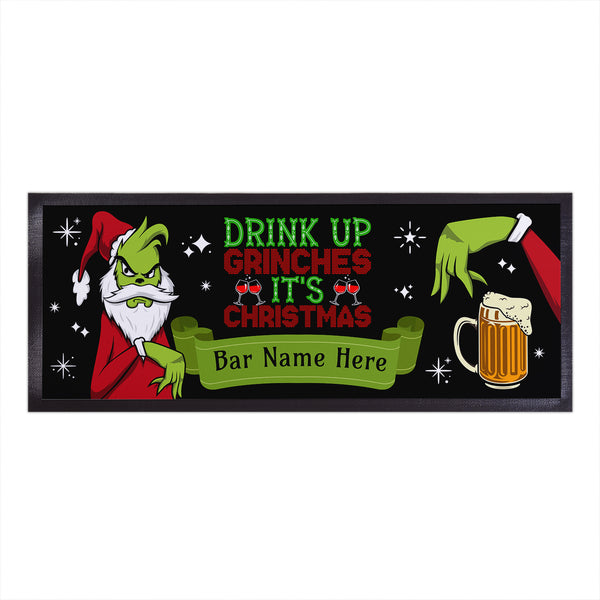 Personalised Christmas - Drink Up Grinches - Bar Runner