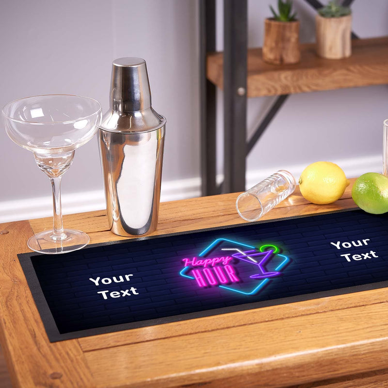 Personalised Bar Runner - Happy Hour - Neon Cocktail