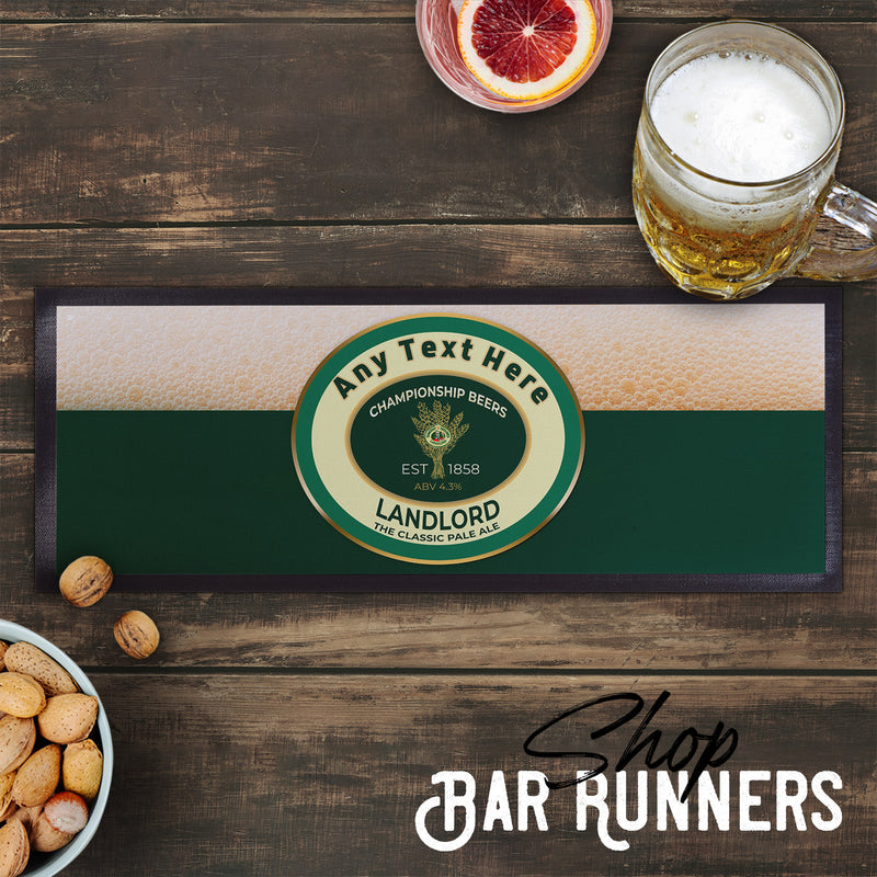 Pub and Beer Inspired - Landlord - Classic Pale Ale - Personalised Text Bar Runner