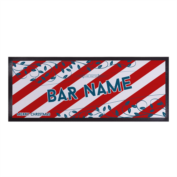Personalised Bar Runner - Red Stripe - Handcrafted