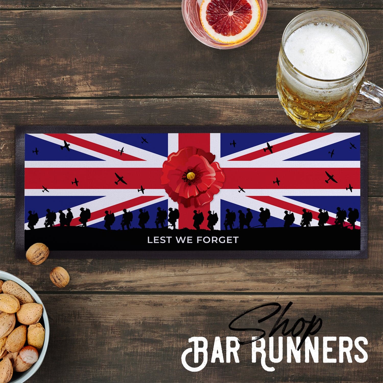 Personalised Bar Runner - Remembrance Day Solider March