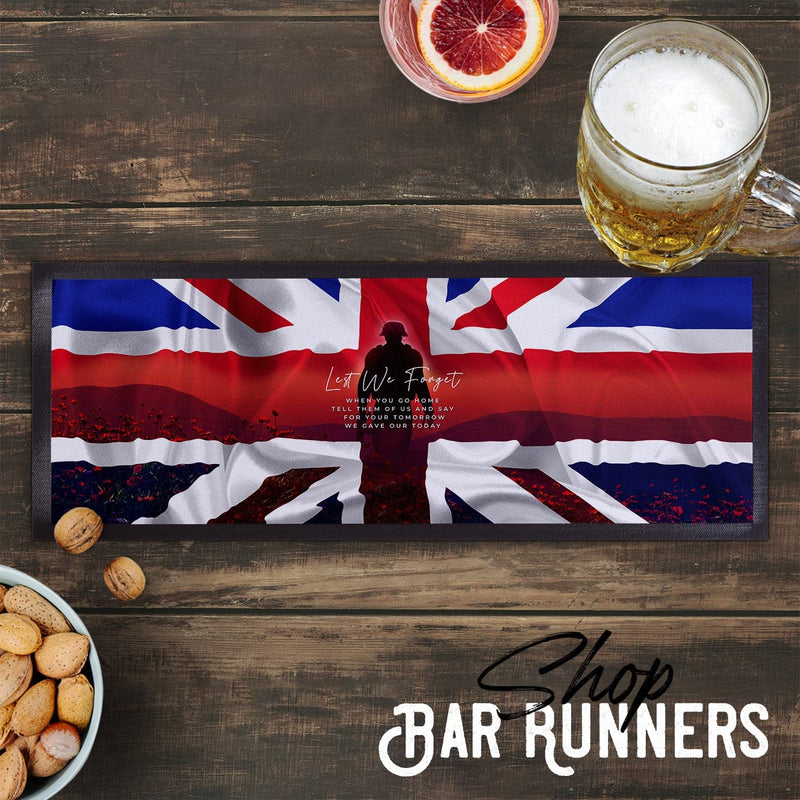 Personalised Bar Runner - Remembrance Day Poppies in the field