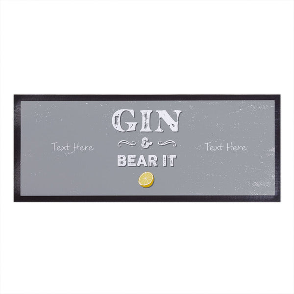 Personalised Bar Runner - Gin & Bear It Grey