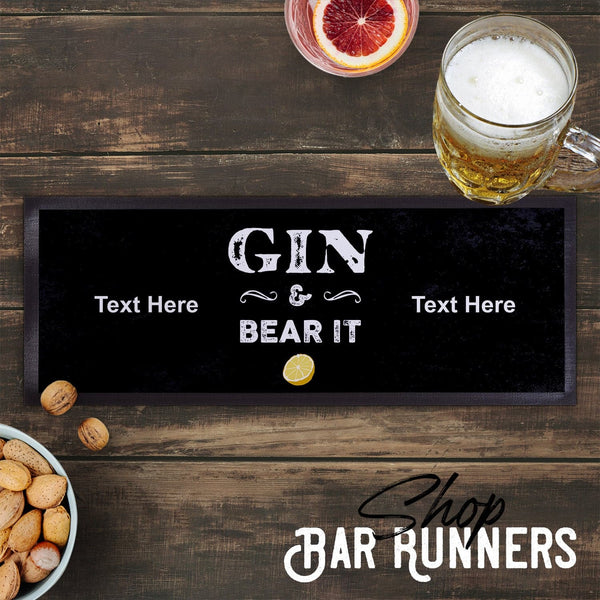 Personalised Bar Runner - Gin & Bear It Black