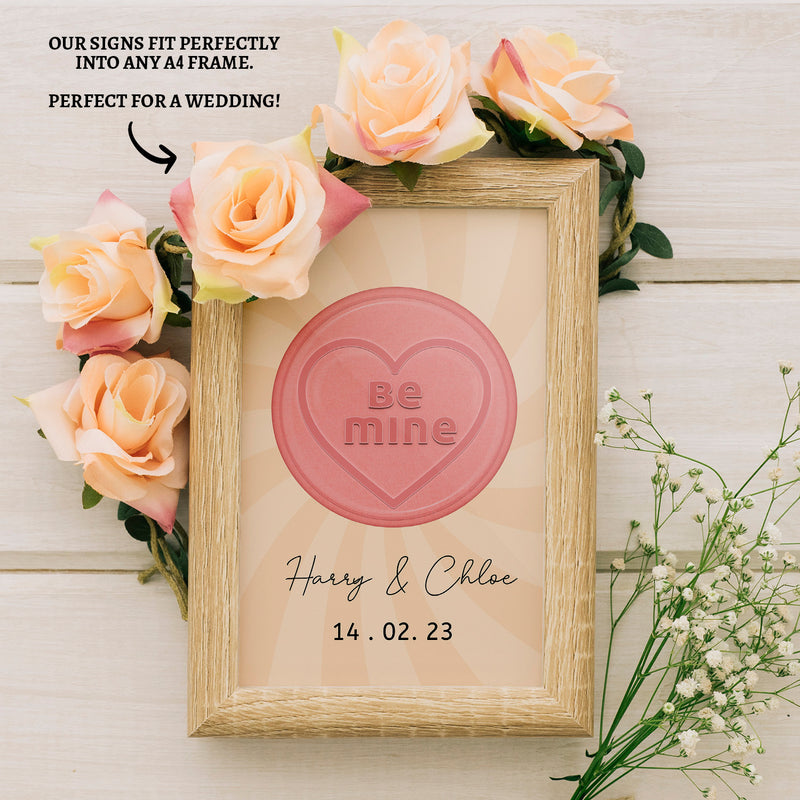 Personalised Be Mine - A4 Metal Sign Plaque