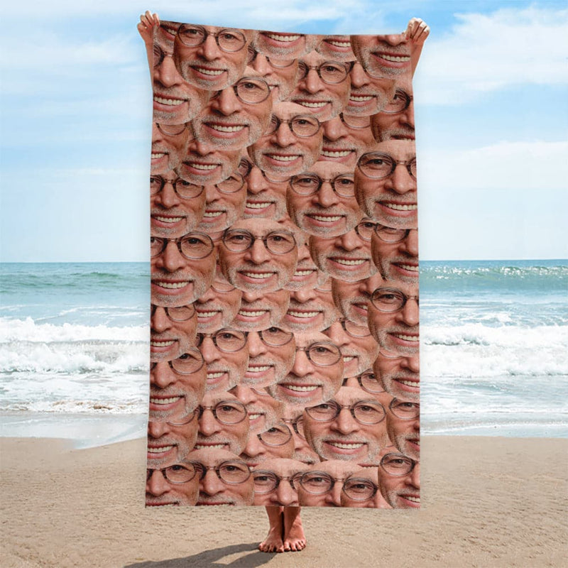 Personalised Beach Towel - Face All Over