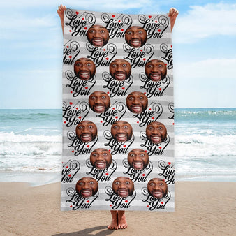Personalised Beach Towel - Scatter Face - Love You
