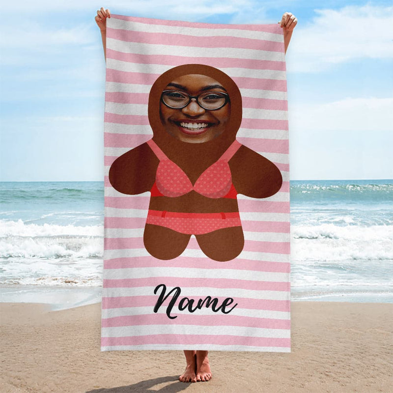 Personalised Beach Towel - Mini Me - Bikini Girl