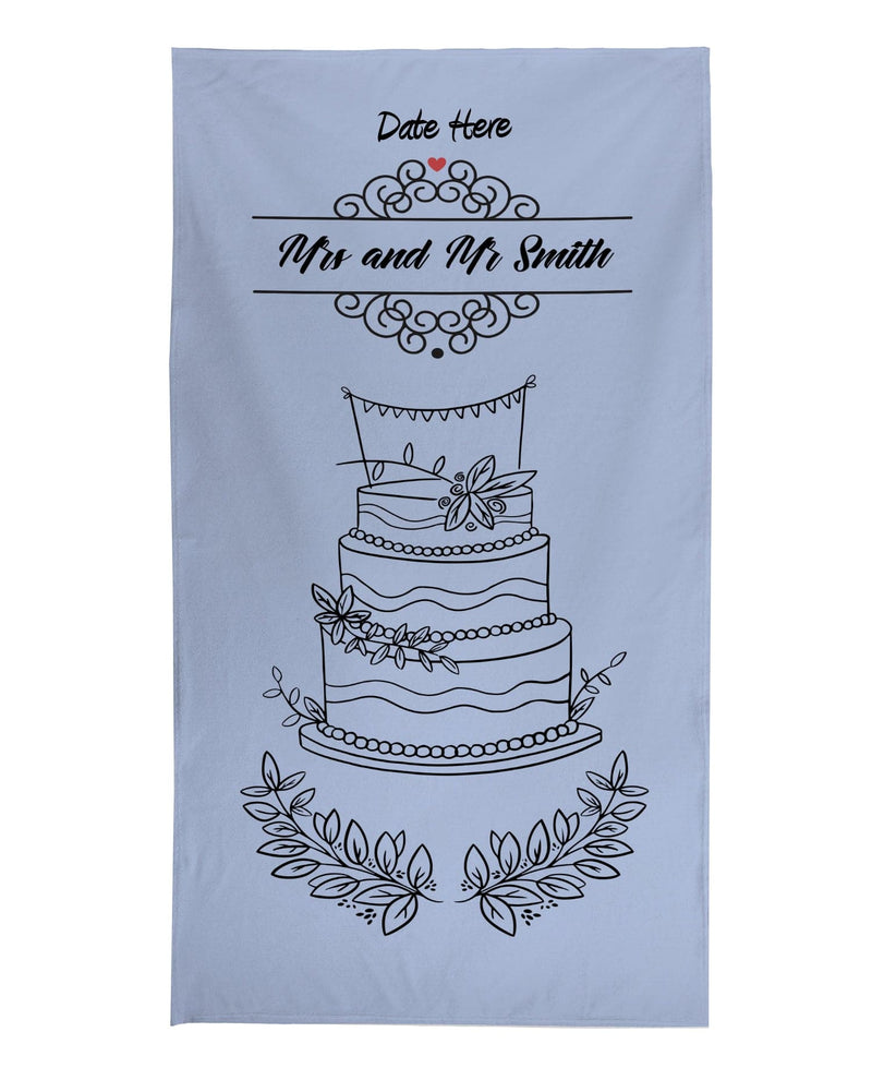 Personalised Lightweight, Microfibre Beach Towel - Wedding Cake - Custom Colour