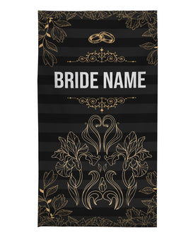 Personalised Beach Towel - Wedding Golden Floral Outlines