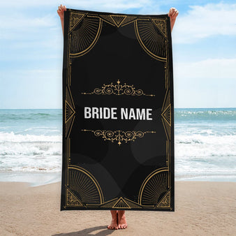 Personalised Beach Towel - Wedding Royal Gold