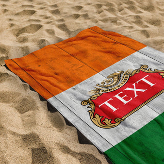 Personalised Beach Towel - Wooden - Irish Flag