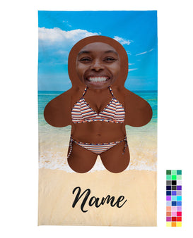 Personalised Beach Towel - Mini Me - Female Beach Babe