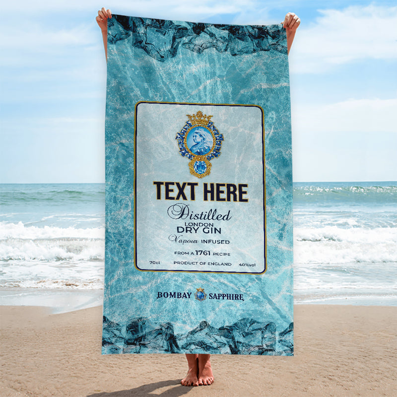 Dry Gin - Blue - Personalised Beach Towel - 150CM X 75CM