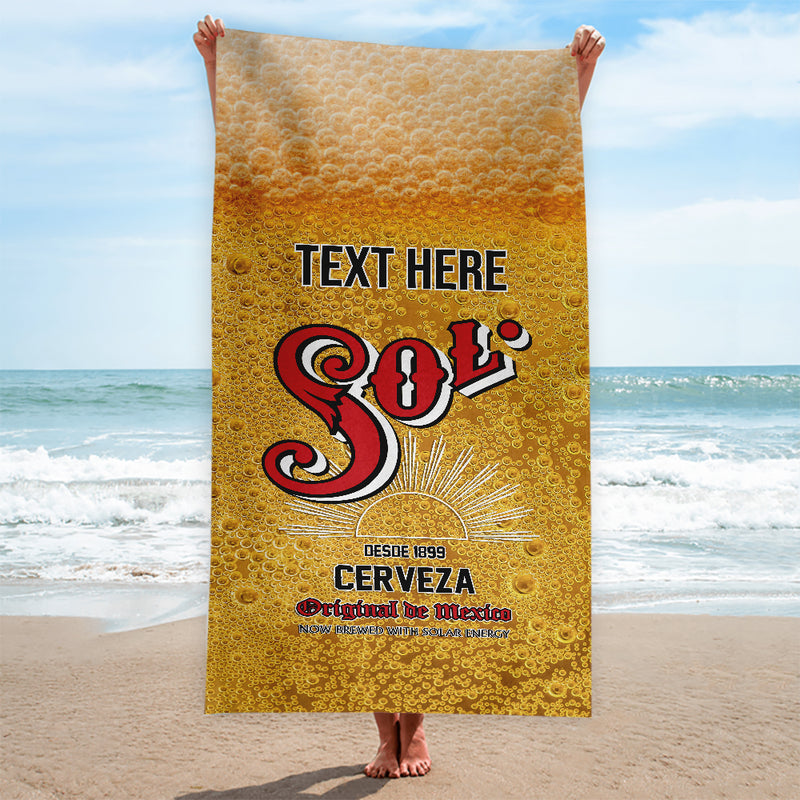 Sol Beer Label Custom Beach Towel - Add Personalisation