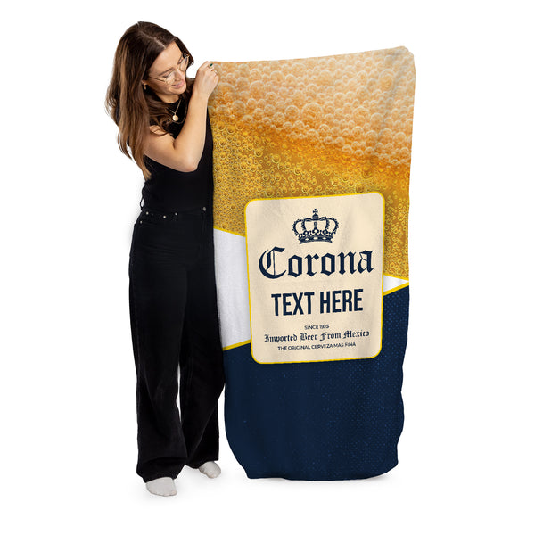 Crowned Beer - Mexico - Personalised Beach Towel - 150CM X 75CM