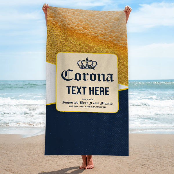 Crowned Beer - Mexico - Personalised Beach Towel - 150CM X 75CM