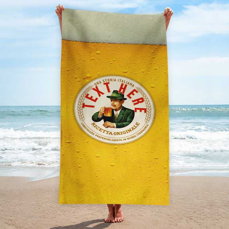 Beer - UNA STORIA ITALIANA - Personalised Beach Towel - 150CM X 75CM
