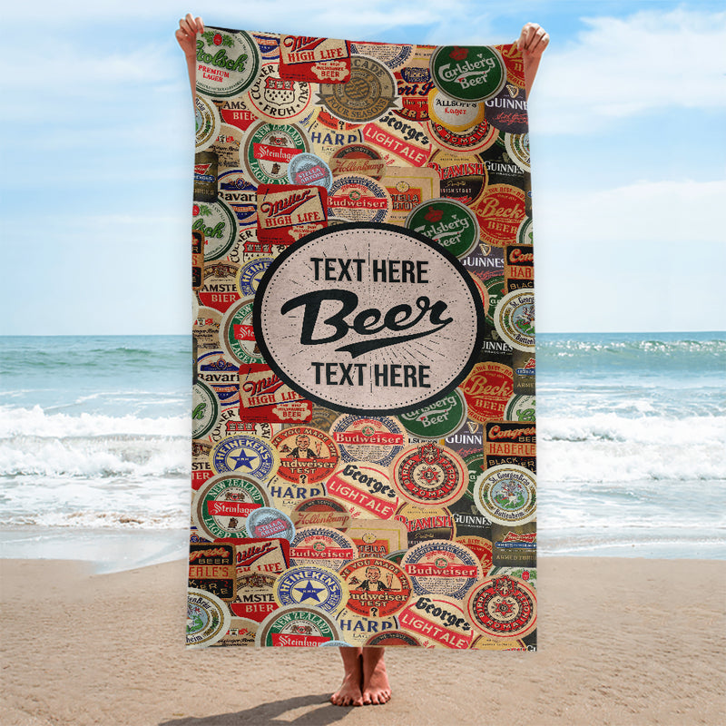 Beer Mat Pattern - Personalised Beach Towel - 150CM X 75CM