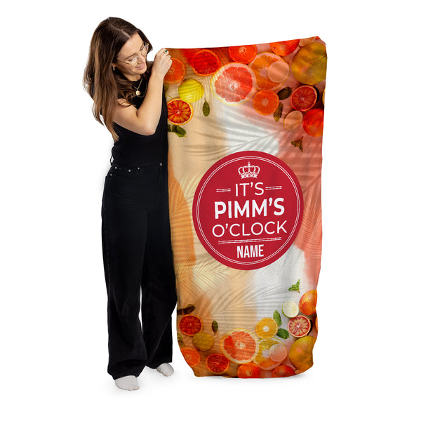 Pimm's Fruit O'clock - Personalised Beach Towel - 150CM X 75CM