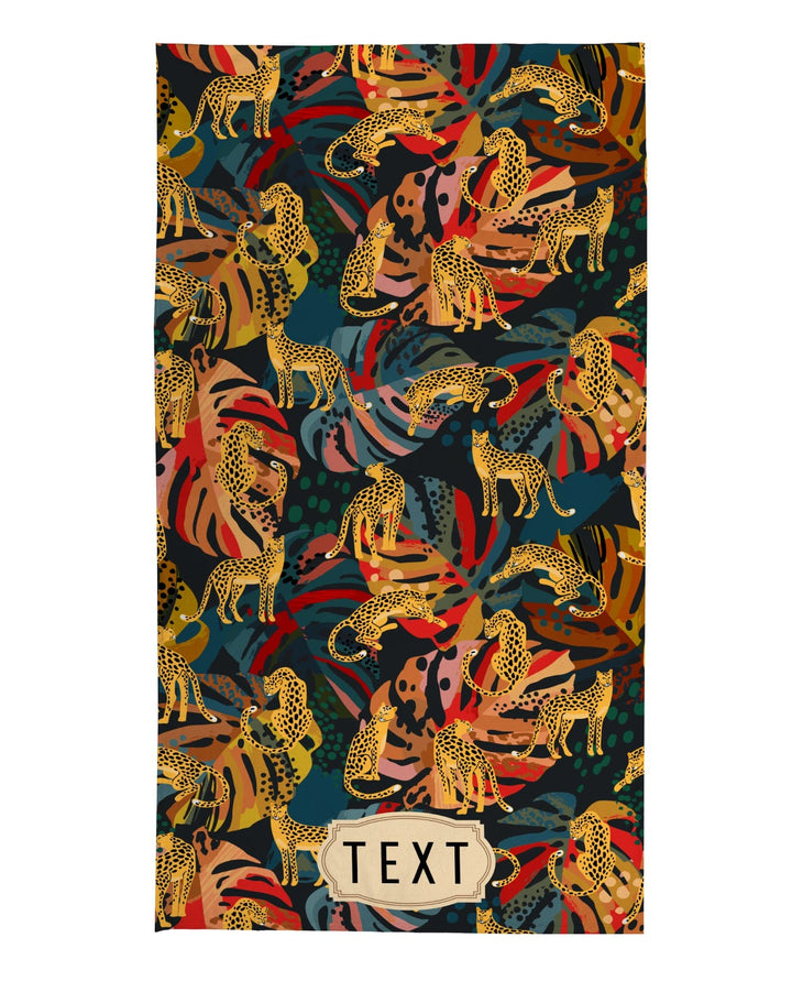 Personalised Beach Towel - Bold Tropical Leopard Design