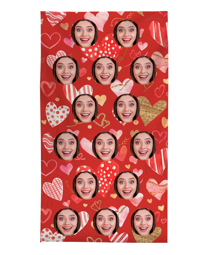 Personalised Beach Towel - Scatter Face - Love Hearts