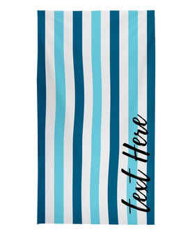 Personalised Stripe Beach Towel - Mixed Blue