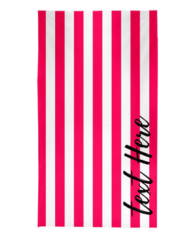 Personalised Stripe Beach Towel - Hot Pink