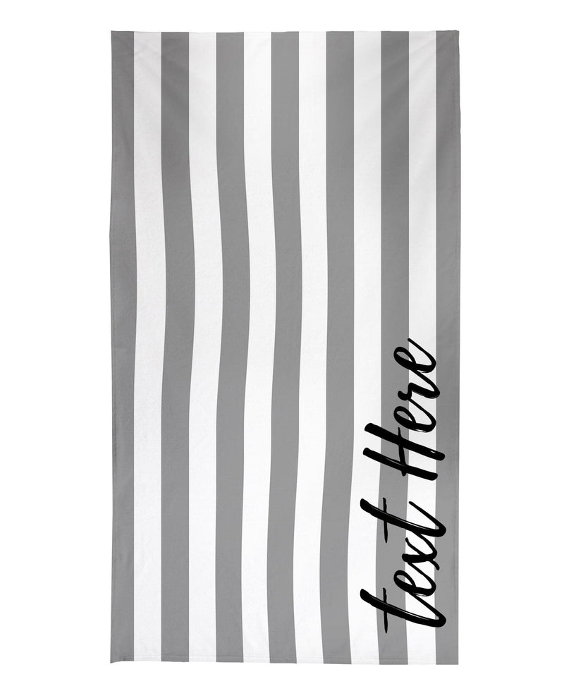 Personalised Stripe Beach Towel - Grey