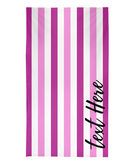 Personalised Stripe Beach Towel - Mixed Pink