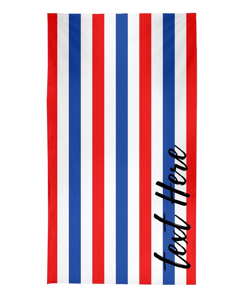 Personalised Stripe Beach Towel - Blue and Red