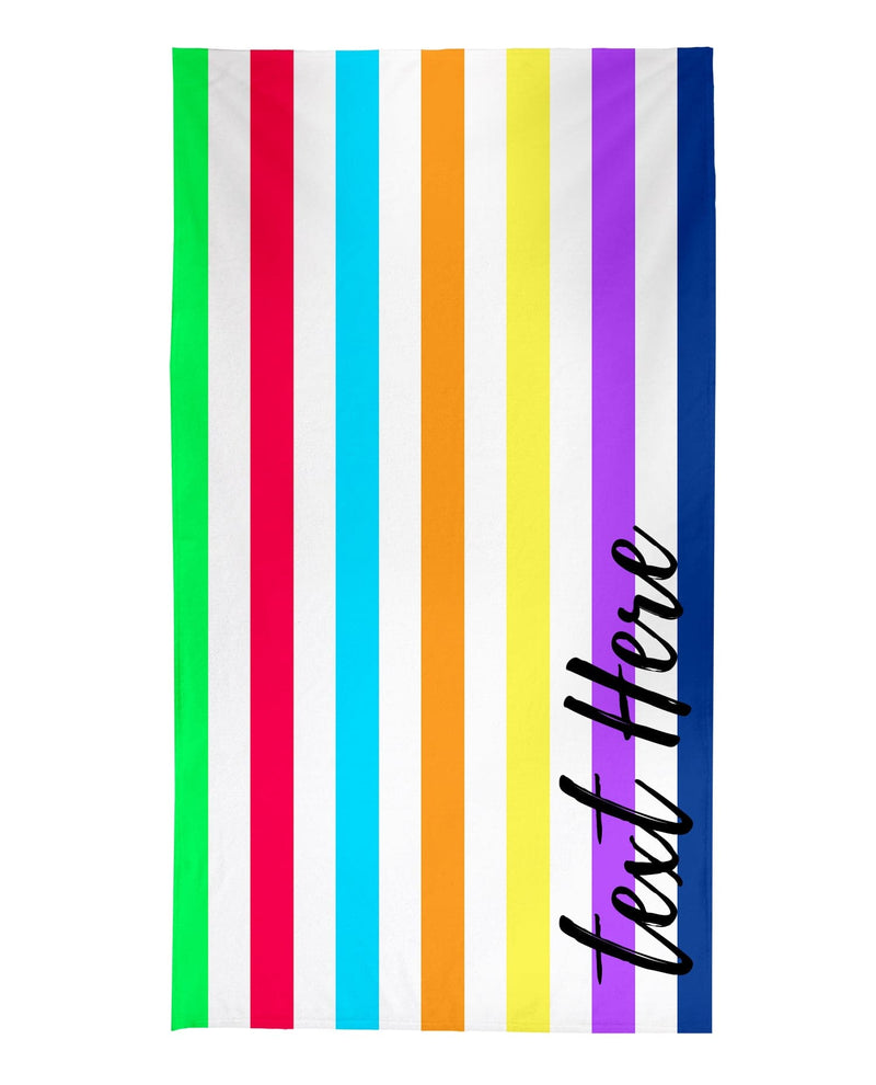 Personalised Stripe Beach Towel - Rainbow